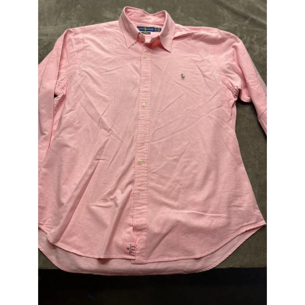 Polo Ralph Lauren Mens Pink Slim Fit Stretch Oxford Button Down Shirt XL